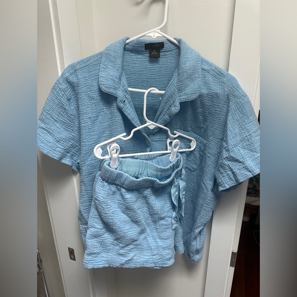 J Crew soft gauze shirt-sleeve pajama set